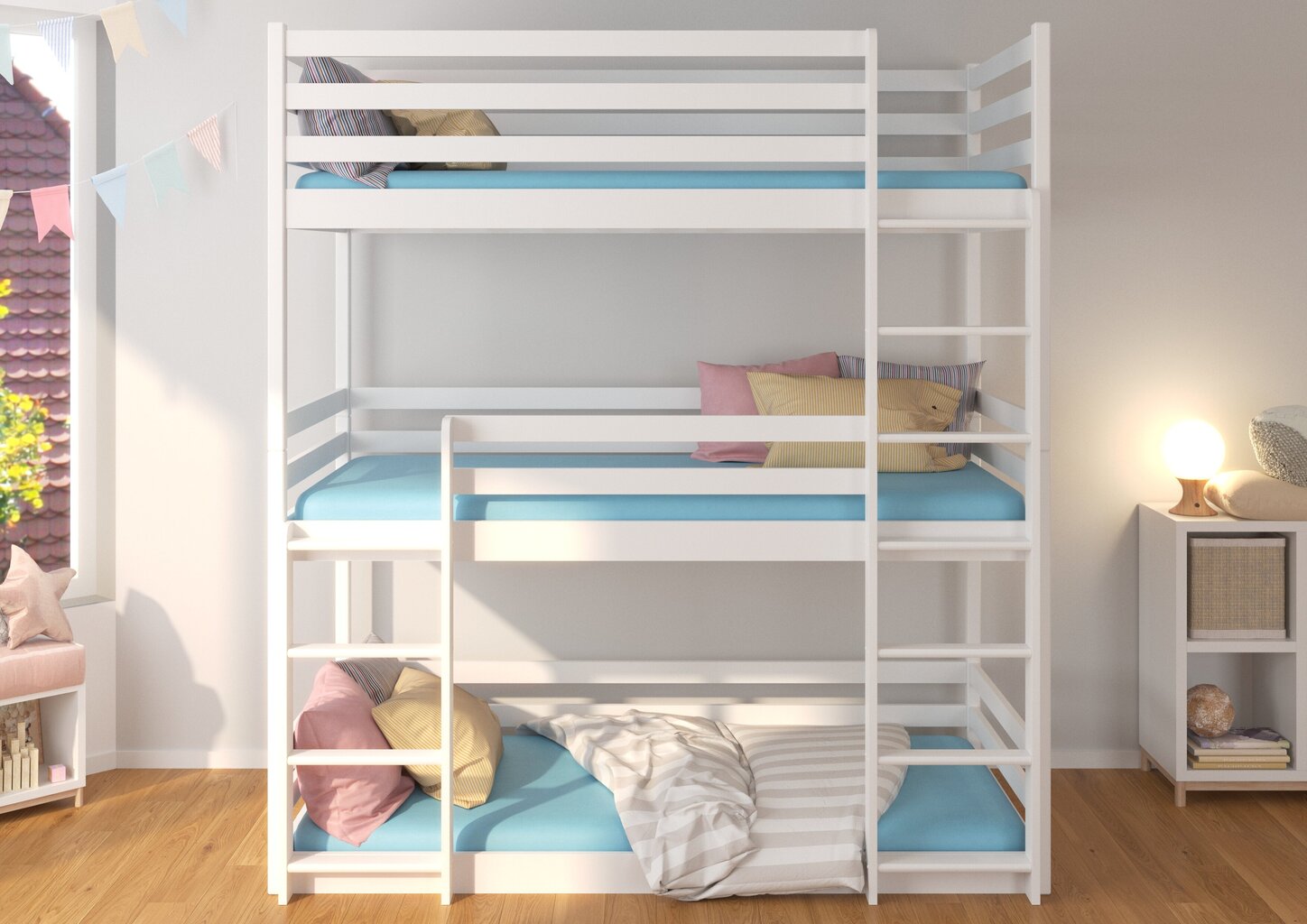 Trīsvietīga gulta Adrk Furniture Tedro, 90x200 cm, brūna цена и информация | Bērnu gultas | 220.lv