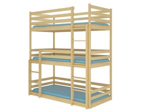 Trīsvietīga gulta Adrk Furniture Tedro, 90x200 cm, brūna цена и информация | Детские кровати | 220.lv