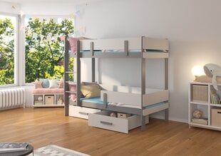 Divstāvu gulta Adrk Furniture Etiona, 90x200 cm, balta/pelēka цена и информация | Детские кровати | 220.lv