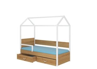 Кровать ADRK Furniture Otello с боковой защитой и матрасом, 90x200 см, белый/коричневый цвет цена и информация | Детские кровати | 220.lv