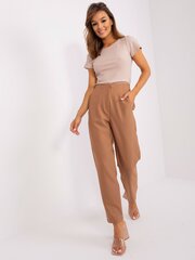 Элегантные женские брюки, сигариллы с завышенной талией Och Bella, верблюжий цена и информация | Брюки | 220.lv