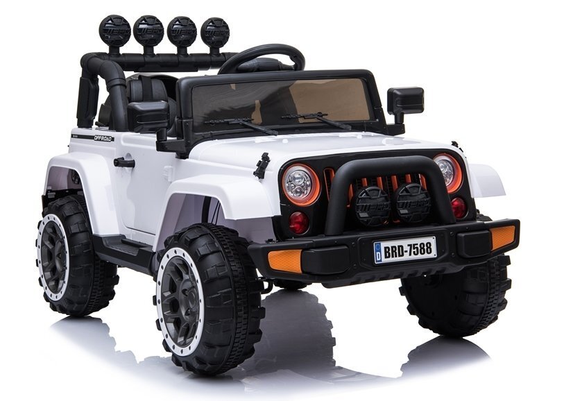 Elektriskais auto bērniem Jeep 4x4 BRD-7588, balts cena un informācija | Bērnu elektroauto | 220.lv