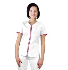 Medicīniskais halāts ar baltu rāvējslēdzēju un amaranta apdari cena un informācija | Medicīnas apģērbs  | 220.lv