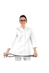 Sieviešu medicīniskais žakete ar 3/4 piedurknēm, balts priekšauts ar apdari cena un informācija | Medicīnas apģērbs | 220.lv