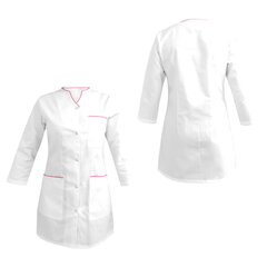 Sieviešu 3/4 piedurkņu medicīniskais žakete balts ar amaranta apdari cena un informācija | Medicīnas apģērbs | 220.lv