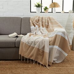 Tunisijas fouta (pleds/sega) ARTHUR XXL izmērs 200x300cm, gaiši brūns cena un informācija | Gultas pārklāji, pledi | 220.lv