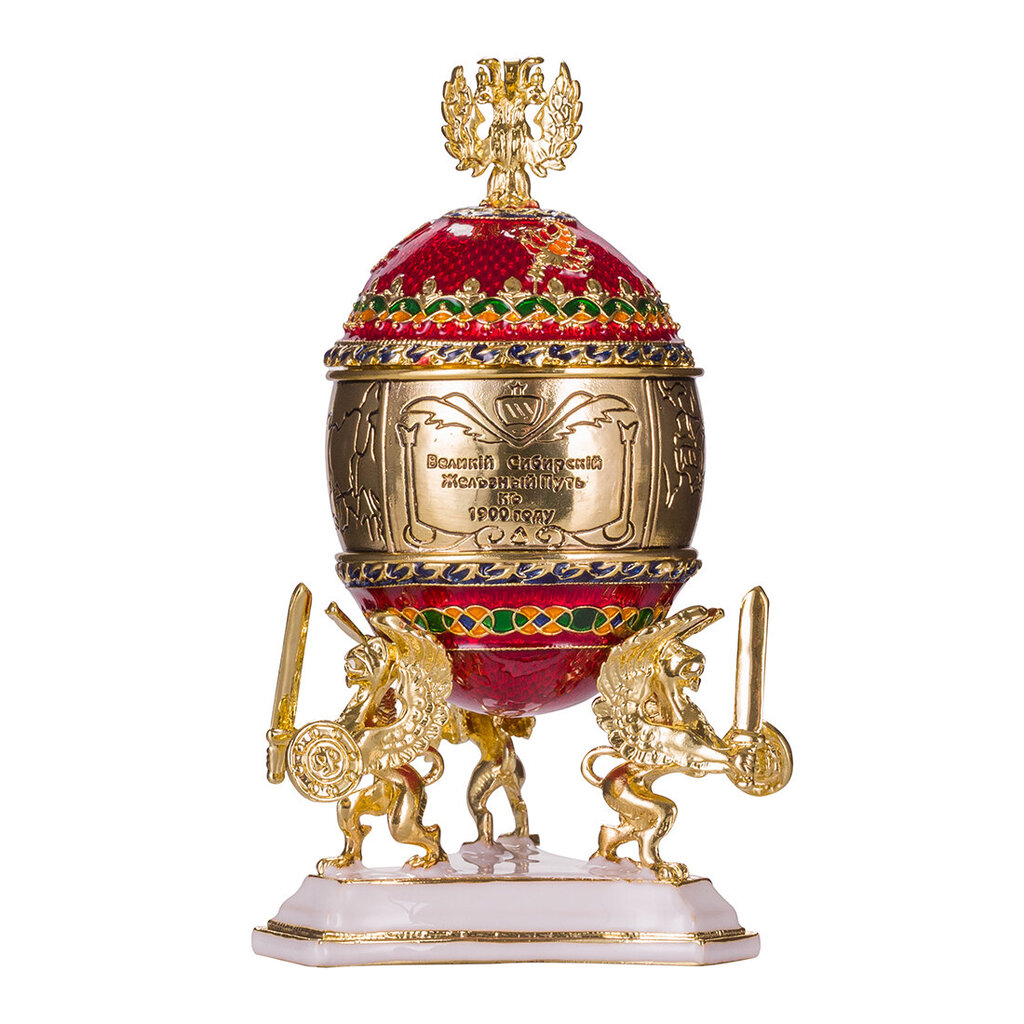 Faberžē stila Transsibīrijas dzelzceļa ola, dārglietu kastīte ar vilcienu cena un informācija | Citas oriģinālas dāvanas | 220.lv