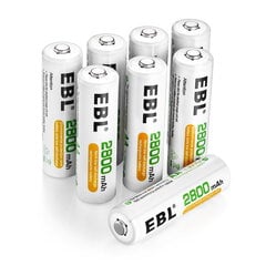 Uzlādējamās Baterijas, EBL, AA, Ni-MH, 2800 mAh, 8 gab. цена и информация | Батарейки | 220.lv