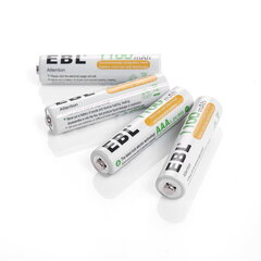 Uzlādējamās Baterijas, EBL, AAA, Ni-MH, 1100 mAh, 4 gab. цена и информация | Батарейки | 220.lv