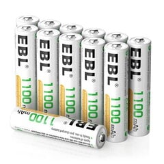 Uzlādējamās Baterijas, EBL, AAA, Ni-MH, 1100 mAh, 12 gab. цена и информация | Батерейки | 220.lv