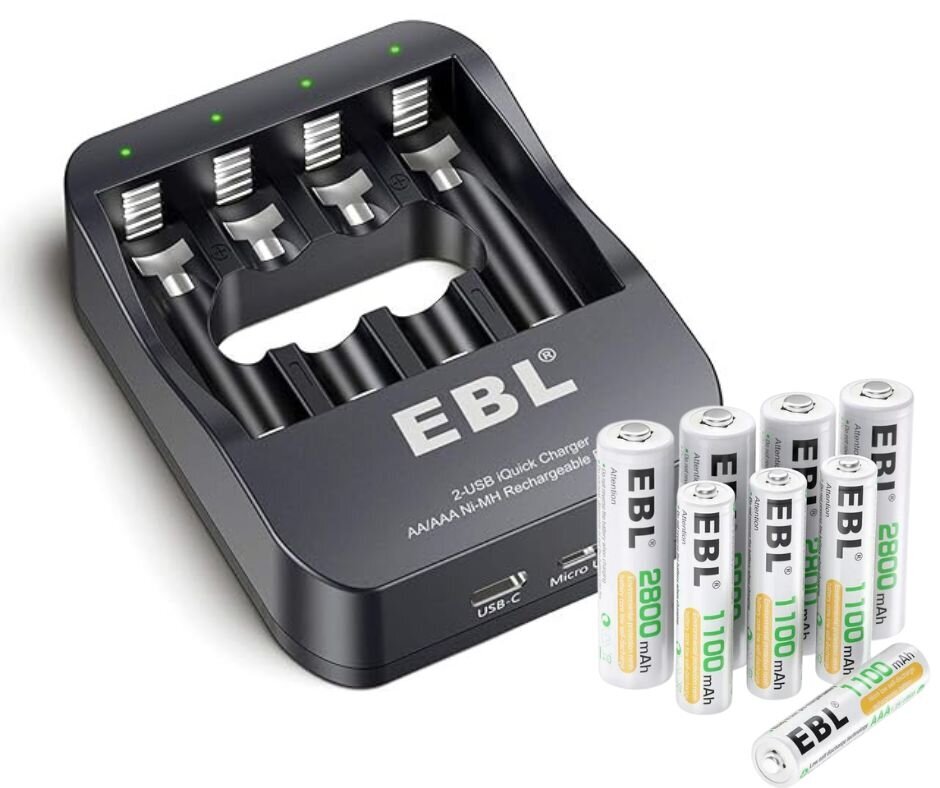 EBL iQuick AA-AAA 4 ligzda + 4x AA/AAA uzlādējamās baterijas komplekts cena un informācija | Akumulatori, lādētāji un piederumi | 220.lv
