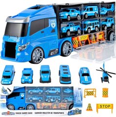 Policijas kravas automašīna ar 5 transportlīdzekļiem un helikopteru cena un informācija | Rotaļlietas zēniem | 220.lv