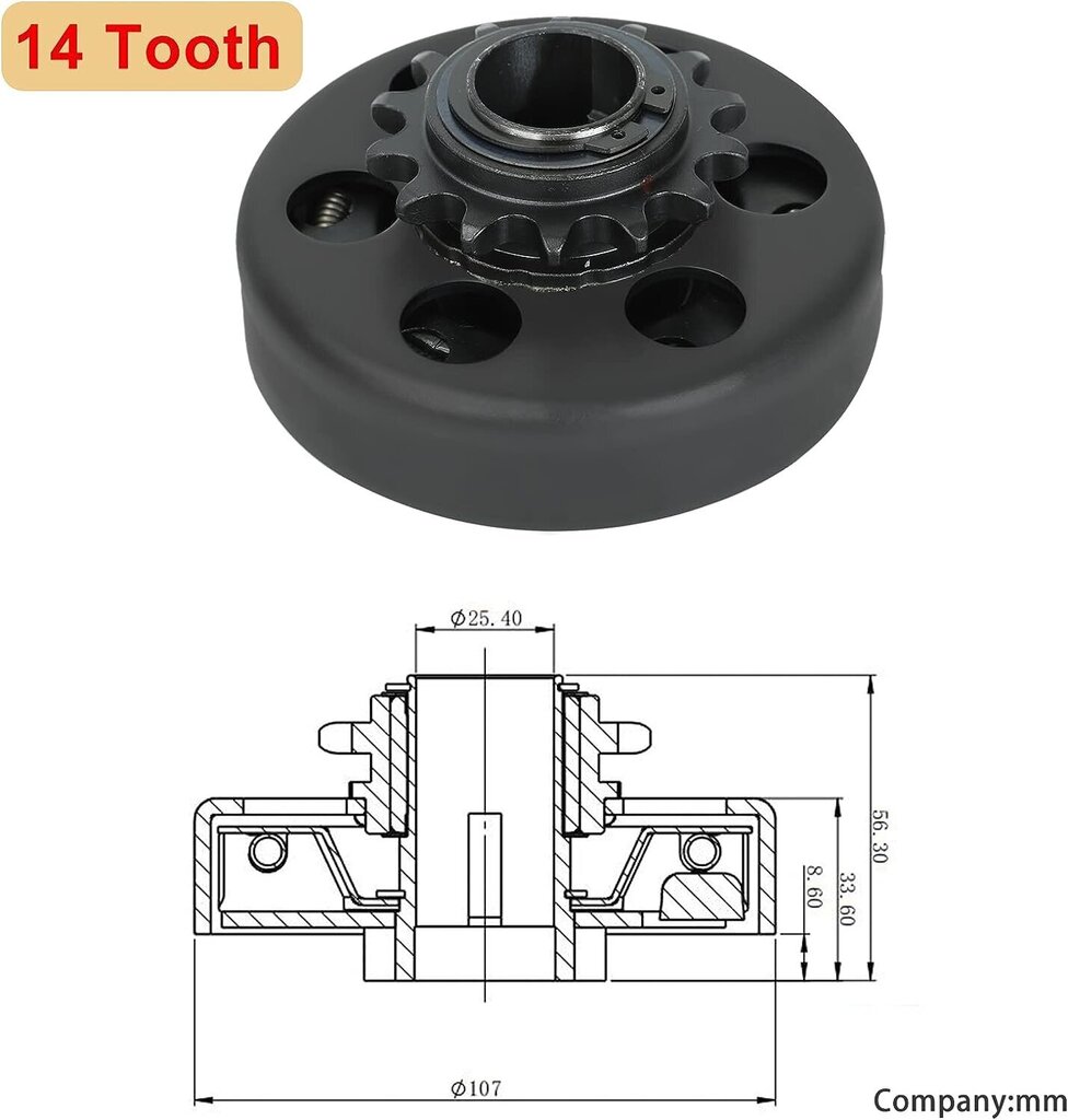 Centrbēdzes automātiskais kartinga sajūgs 14 T 420, 25,4 mm цена и информация | Moto piederumi | 220.lv