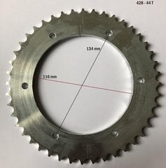 Motocikla aizmugurējais zobrats 44 T 428 cena un informācija | Moto piederumi | 220.lv