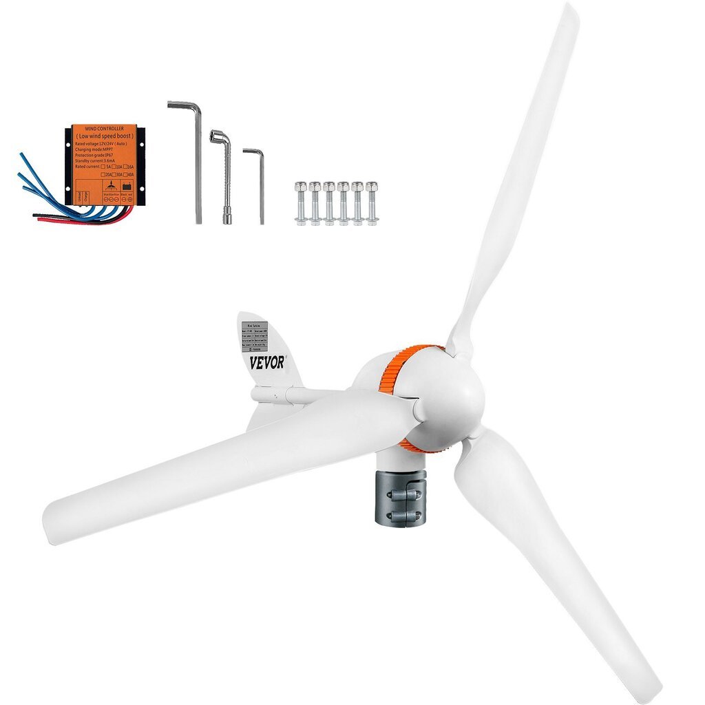 Vēja ģenerators horizontālās ass Vevor 400 W, 12 V, ar uzlādes kontrolieri cena un informācija | Elektrības ģeneratori | 220.lv