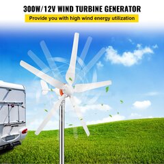 Vēja turbīnas ģenerators horizontālās ass, ģenerators Vevor 12 V, 300 W cena un informācija | Elektrības ģeneratori | 220.lv
