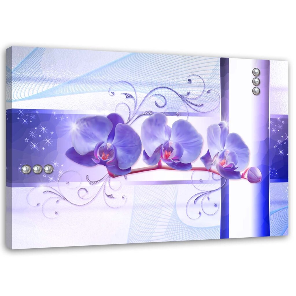 Reprodukcija Orhideju abstrakcija uz violeta fona cena un informācija | Gleznas | 220.lv