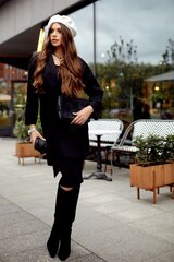 Женское переходное пальто с завязками черного цвета цена и информация | Женские пальто | 220.lv