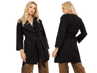 Женское переходное пальто с завязками черного цвета цена и информация | Женские пальто | 220.lv