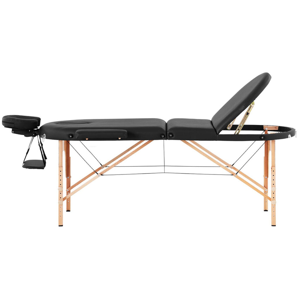 Pārnēsājams salokāms masāžas gultas galds ar koka rāmi Colmar Black līdz 227 kg melns 10140011 cena un informācija | Masāžas piederumi | 220.lv