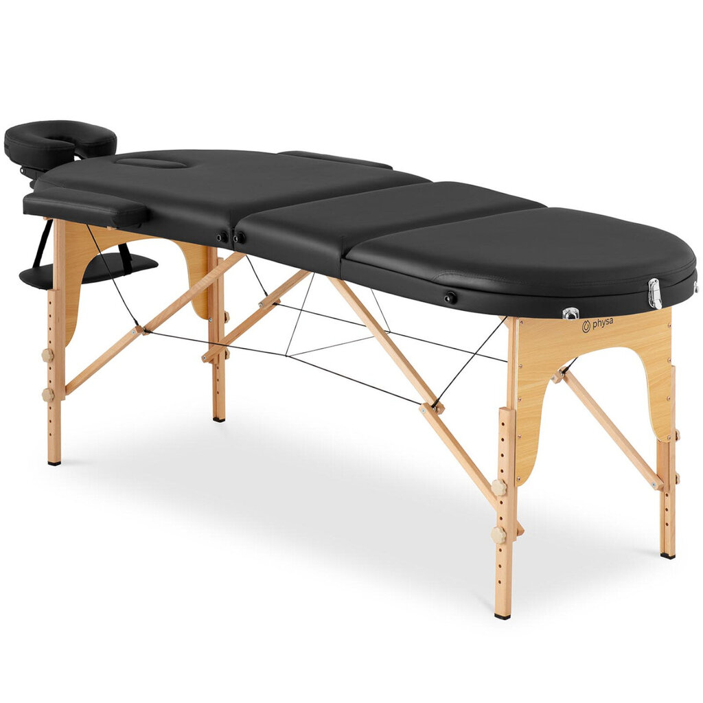 Pārnēsājams salokāms masāžas gultas galds ar koka rāmi Colmar Black līdz 227 kg melns 10140011 цена и информация | Masāžas piederumi | 220.lv