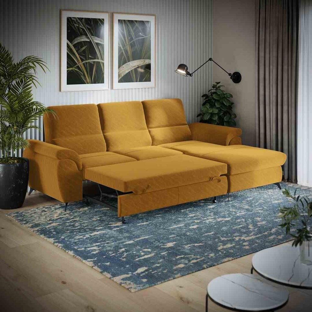 Stūra dīvāns Homede Gullo, dzeltens cena un informācija | Stūra dīvāni | 220.lv