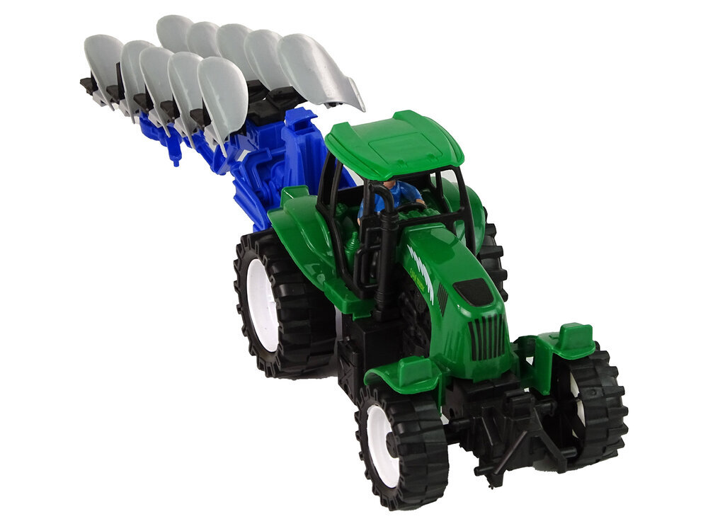 Rotaļlietu traktors ar zilu arklu Lean Toys cena un informācija | Rotaļlietas zēniem | 220.lv
