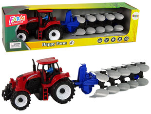 Игрушечный красный трактор с синим плугом цена и информация | Игрушки для мальчиков | 220.lv