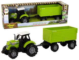 Rotaļlietu traktors ar zaļu piekabi Lean Toys cena un informācija | Rotaļlietas zēniem | 220.lv