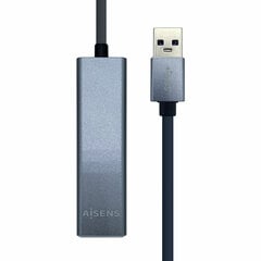 USB-разветвитель Aisens Conversor USB 3.0 a ethernet gigabit 10/100/1000 Mbps + Hub 3 x USB 3.0, Gris, 15 cm цена и информация | Адаптеры и USB разветвители | 220.lv