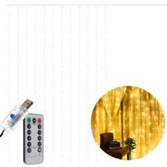 Gaismas aizkars 300 LED USB, silti balts cena un informācija | Ziemassvētku lampiņas, LED virtenes | 220.lv