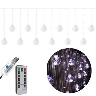 Gaismas aizkars 300 108 LED USB, vēsi balts cena un informācija | Ziemassvētku lampiņas, LED virtenes | 220.lv
