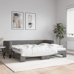 vidaXL izvelkama dīvāngulta ar matraci, tumši pelēks audums, 80x200 cm цена и информация | Кровати | 220.lv