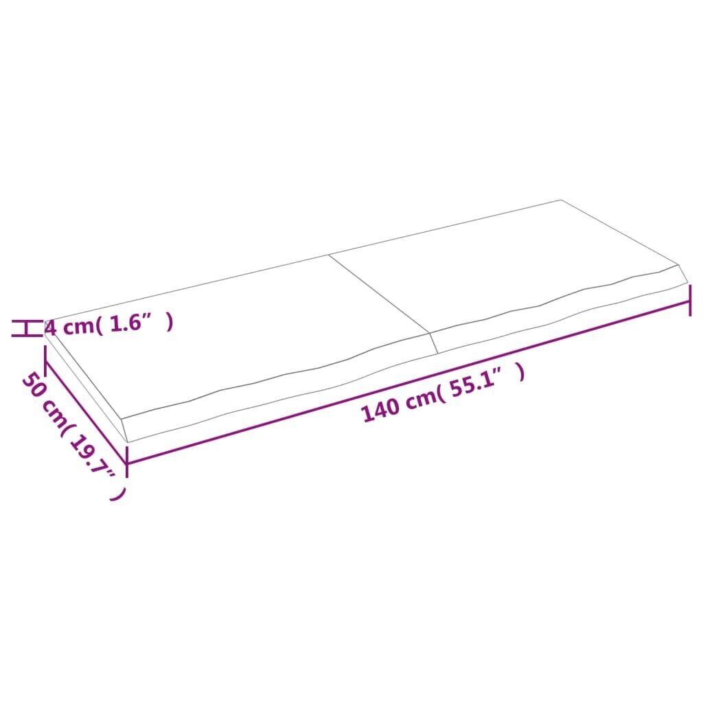 vidaXL galda virsma, gaiši brūna, 140x50x4 cm, ozola masīvkoks cena un informācija | Virsmas galdiem | 220.lv