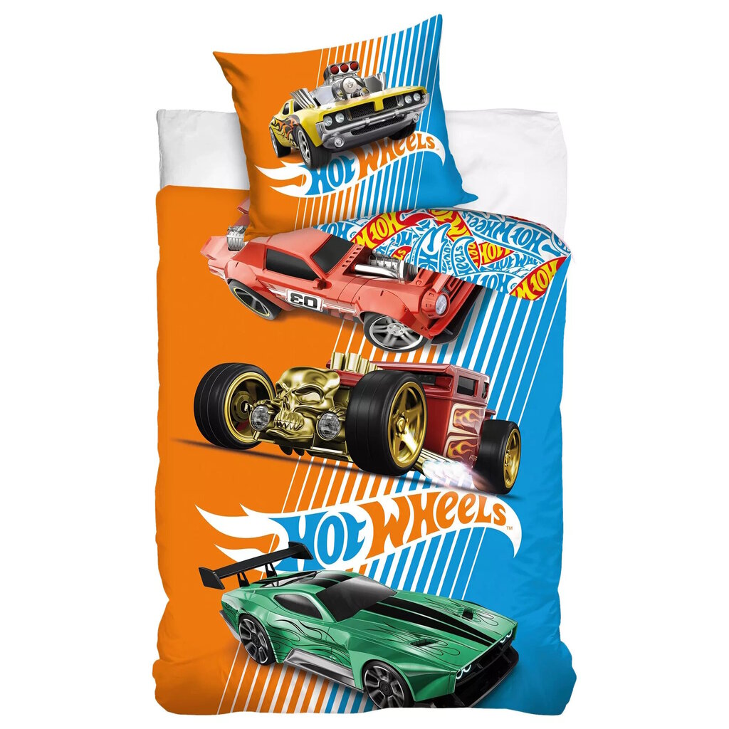 Bērnu gultas veļas komplekts Hot Wheels, 140x200, 2 daļas cena un informācija | Bērnu gultas veļa | 220.lv