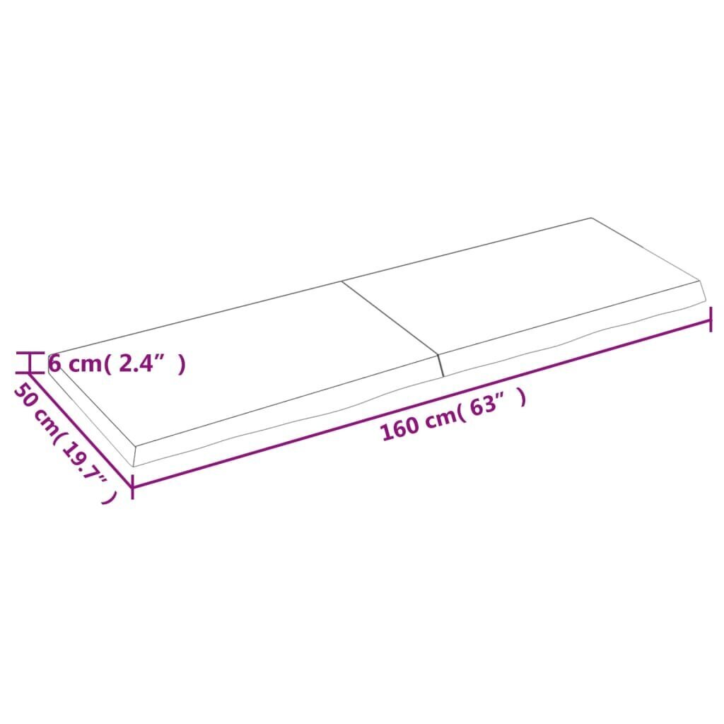 vidaXL galda virsma, gaiši brūna, 160x50x6 cm, ozola masīvkoks cena un informācija | Virsmas galdiem | 220.lv