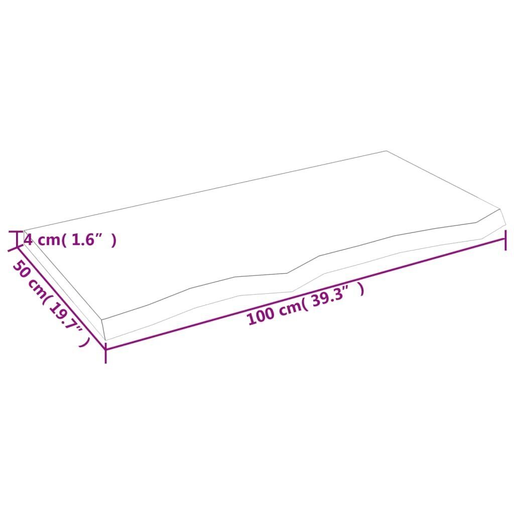 vidaXL galda virsma, tumši pelēka, 100x50x4 cm, ozola masīvkoks cena un informācija | Virsmas galdiem | 220.lv