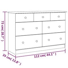 vidaXL skapītis ar atvilktnēm ALTA, 112x35x73 cm, priedes masīvkoks цена и информация | Комоды | 220.lv