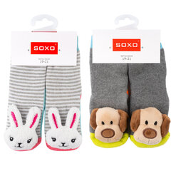 Komplektis 2x värvilised SOXO kõristiga beebisokid цена и информация | Колготки, носочки для новорожденных | 220.lv