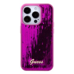 Guess Sequin Script Logo Case for iPhone 15 Magenta цена и информация | Чехлы для телефонов | 220.lv