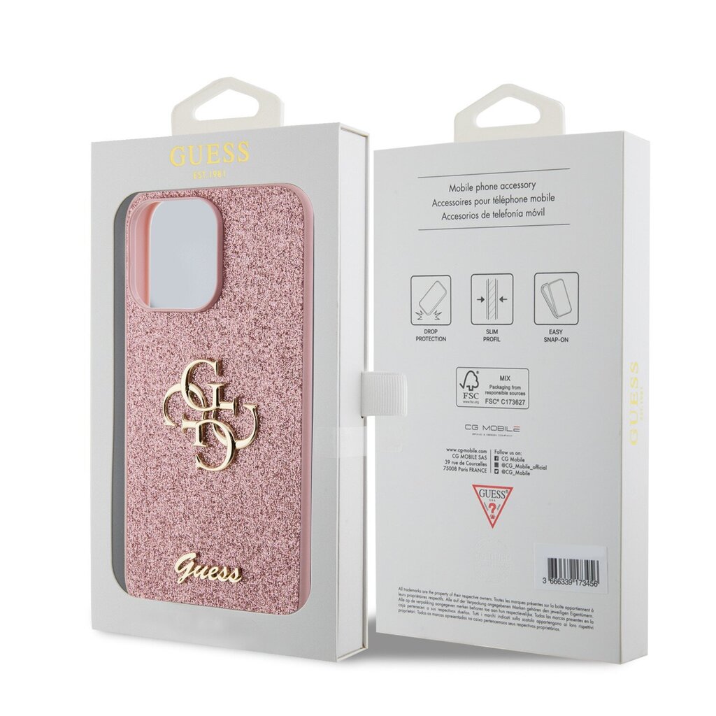 Guess PU Fixed Glitter 4G Case GUHCP15XHG4SGP cena un informācija | Telefonu vāciņi, maciņi | 220.lv