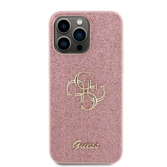 Guess PU Fixed Glitter 4G Metal Logo Case for iPhone 15 Pro Max Pink цена и информация | Чехлы для телефонов | 220.lv