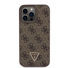 Guess PU 4G Strass Triangle Metal Logo Case for iPhone 15 Pro Max Brown цена и информация | Чехлы для телефонов | 220.lv