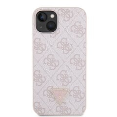 Guess PU 4G Strass Triangle Metal Logo Case for iPhone 15 Pink цена и информация | Чехлы для телефонов | 220.lv