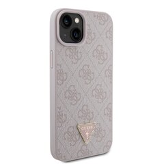 Guess PU 4G Strass Triangle Metal Logo Case for iPhone 15 Plus Pink цена и информация | Чехлы для телефонов | 220.lv