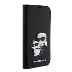 Karl Lagerfeld PU Saffiano Karl and Choupette NFT Book Case for iPhone 15 Black цена и информация | Чехлы для телефонов | 220.lv