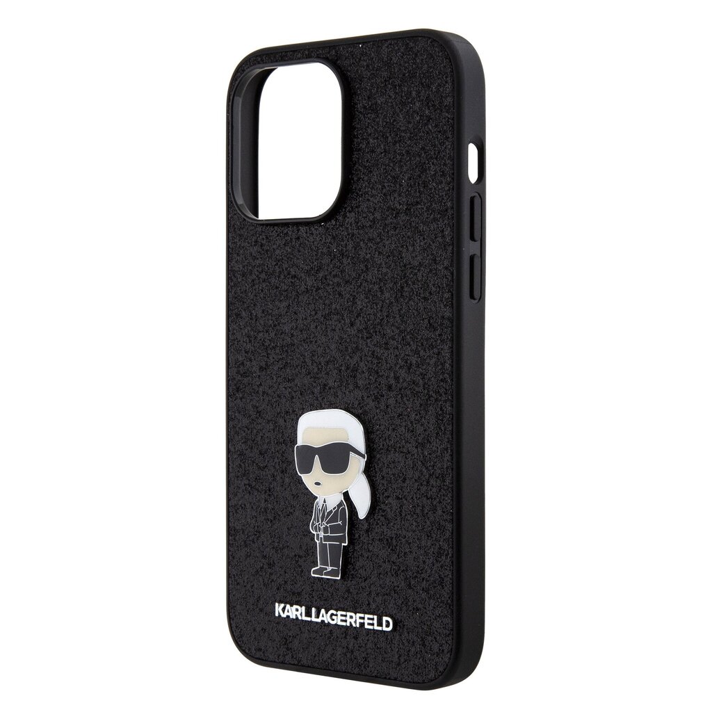 Karl Lagerfeld Fixed Glitter Metal Ikonik Case for iPhone 15 Pro Max Black  цена | 220.lv