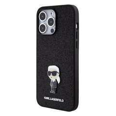 Karl Lagerfeld Fixed Glitter Metal Ikonik Case for iPhone 15 Pro Max Black цена и информация | Чехлы для телефонов | 220.lv