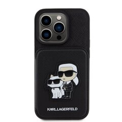 Karl Lagerfeld PU Saffiano Card Slot Stand Karl and Choupette Case for iPhone 15 Pro Black цена и информация | Чехлы для телефонов | 220.lv