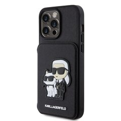 Karl Lagerfeld PU Saffiano Card Slot Stand Karl and Choupette Case for iPhone 15 Pro Max Black цена и информация | Чехлы для телефонов | 220.lv